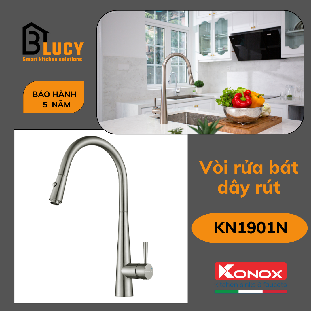 Vòi rửa bát dây rút Konox KN1901N